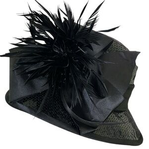 Vintage Tuscany Fine Millinery Black Church Derby Hat